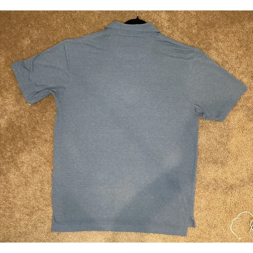 Dunning Golf Performance Polo Men’s Size L – Blue Heather – Coolmax Stretch